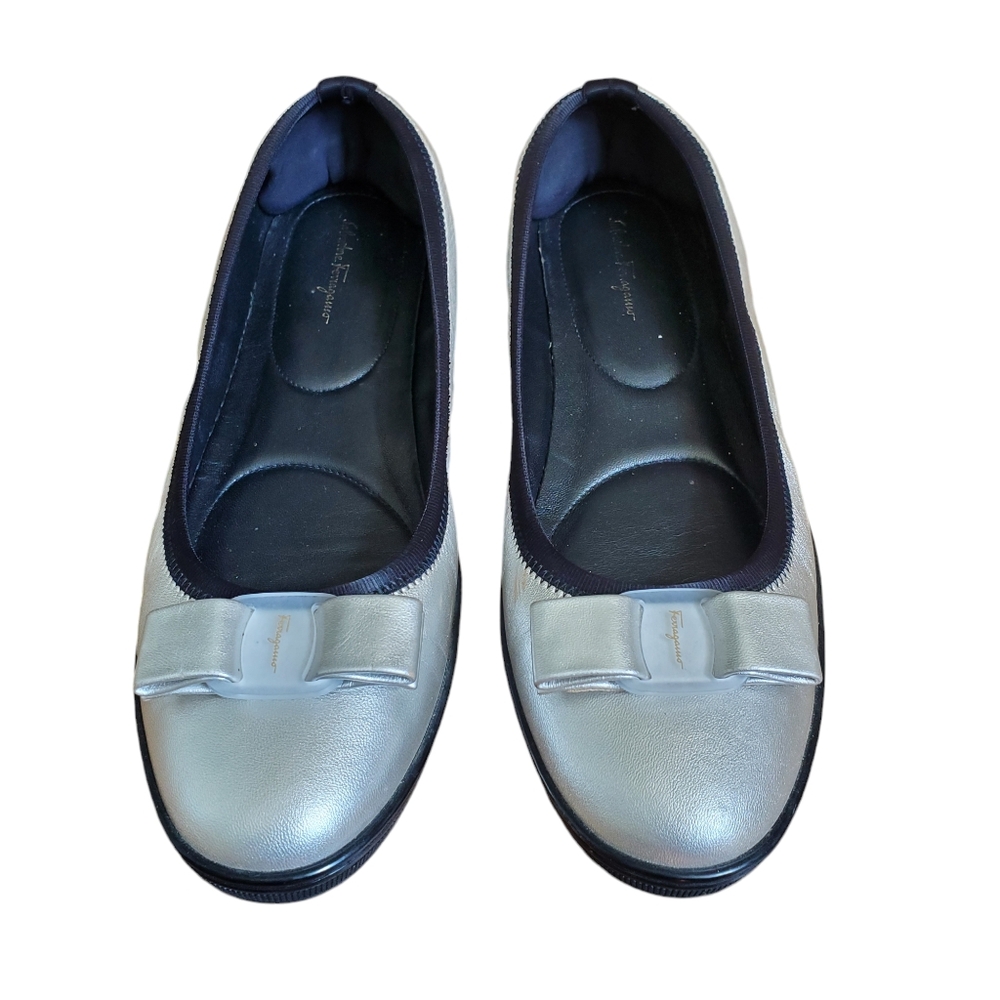 SALVATORE FERRAGAMO Savina Women's Ballet Flats White Lamb Size 10 C